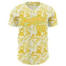 Загрузить изображение в средство просмотра галереи, Custom Cream Gold Neon Green-White Valentine's Day Love Heart Authentic Baseball Jersey
