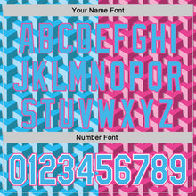 Загрузить изображение в средство просмотра галереи, Custom Sky Blue Pink-White Valentine's Day Gradient Love Heart Authentic Baseball Jersey
