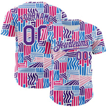 Загрузить изображение в средство просмотра галереи, Custom Blue Purple Red-White Valentine's Day Line Authentic Baseball Jersey

