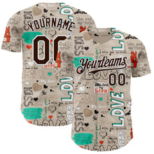 Загрузить изображение в средство просмотра галереи, Custom Gray Brown-White Valentine's Day Love Authentic Baseball Jersey
