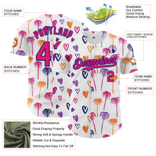 Загрузить изображение в средство просмотра галереи, Custom White Hot Pink-Dark Purple Valentine's Day Love Heart Authentic Baseball Jersey
