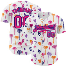 Загрузить изображение в средство просмотра галереи, Custom White Hot Pink-Dark Purple Valentine's Day Love Heart Authentic Baseball Jersey
