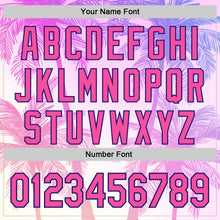 Загрузить изображение в средство просмотра галереи, Custom Pink Dark Purple-White Valentine's Day Gradient Coconut Trees Authentic Baseball Jersey
