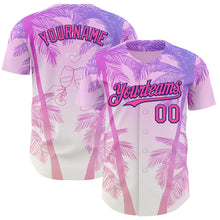 Загрузить изображение в средство просмотра галереи, Custom Pink Dark Purple-White Valentine's Day Gradient Coconut Trees Authentic Baseball Jersey
