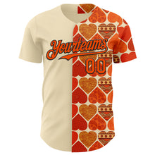 Загрузить изображение в средство просмотра галереи, Custom Orange Cream-Black Valentine's Day Love Heart Authentic Baseball Jersey

