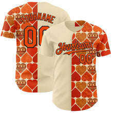 Загрузить изображение в средство просмотра галереи, Custom Orange Cream-Black Valentine's Day Love Heart Authentic Baseball Jersey
