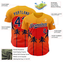 Загрузить изображение в средство просмотра галереи, Custom Yellow Navy Orange-Cream Valentine's Day Gradient Coconut Trees Authentic Baseball Jersey
