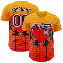 Загрузить изображение в средство просмотра галереи, Custom Yellow Navy Orange-Cream Valentine's Day Gradient Coconut Trees Authentic Baseball Jersey
