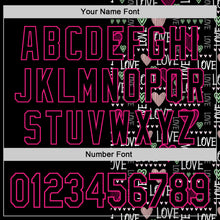 Загрузить изображение в средство просмотра галереи, Custom Black Hot Pink Valentine's Day Love Heart Authentic Baseball Jersey
