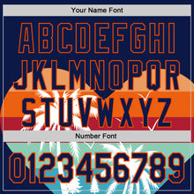 Загрузить изображение в средство просмотра галереи, Custom Navy Orange Valentine's Day Coconut Trees Authentic Baseball Jersey
