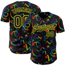 Загрузить изображение в средство просмотра галереи, Custom Black Light Yellow Valentine's Day Arrow Pride Month Love Is Love Authentic Baseball Jersey
