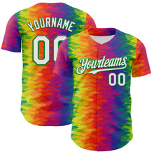 Загрузить изображение в средство просмотра галереи, Custom Rainbow White-Grass Green Valentine's Day Gradient Pride Month Love Is Love Authentic Baseball Jersey
