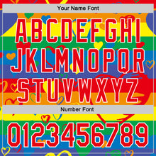 Загрузить изображение в средство просмотра галереи, Custom Rainbow Fire Red-White Valentine's Day Love Heart Pride Month Love Is Love Authentic Baseball Jersey
