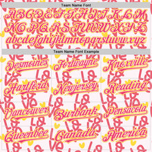 Загрузить изображение в средство просмотра галереи, Custom Light Pink Neon Pink Yellow-White Valentine's Day Love Heart Authentic Baseball Jersey
