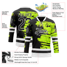 Load image into Gallery viewer, Custom Black Green-White 3D Pattern Abstract Splatter Paint Hockey Lace Neck Jersey

