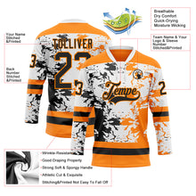 Load image into Gallery viewer, Custom Bay Orange Black-White 3D Pattern Abstract Splatter Paint Hockey Lace Neck Jersey
