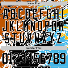 Load image into Gallery viewer, Custom Texas Orange Black Blue Yellow-White 3D Pattern Abstract Splatter Paint Hockey Lace Neck Jersey
