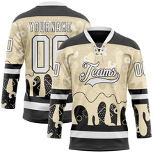 Load image into Gallery viewer, Custom City Cream White-Black 3D Pattern Abstract Splatter Paint Hockey Lace Neck Jersey
