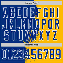 Load image into Gallery viewer, Custom Gold Royal-White 3D Pattern Abstract Splatter Paint Hockey Lace Neck Jersey
