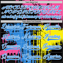 Load image into Gallery viewer, Custom Black Powder Blue Pink Yellow-White 3D Pattern Abstract Splatter Paint Hockey Lace Neck Jersey
