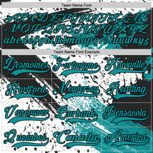 Load image into Gallery viewer, Custom White Teal-Black 3D Pattern Abstract Splatter Paint Hockey Lace Neck Jersey
