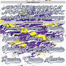 Load image into Gallery viewer, Custom White Purple Yellow-Navy 3D Pattern Abstract Splatter Paint Grunge Hockey Lace Neck Jersey
