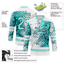 Load image into Gallery viewer, Custom White Ice Blue-Black 3D Pattern Abstract Splatter Paint Hockey Lace Neck Jersey
