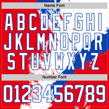 Load image into Gallery viewer, Custom White Thunder Blue-Red 3D Pattern Abstract Splatter Paint Hockey Lace Neck Jersey
