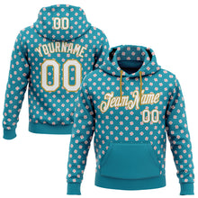 Загрузить изображение в средство просмотра галереи, Custom Stitched Teal White-Old Gold 3D Pattern Design Baseball Game Day Jacksonville Inspired Sports Pullover Sweatshirt Hoodie
