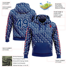 Load image into Gallery viewer, Custom Stitched US Navy Blue Red-White 3D Pattern Design Baseball Game Day Indianapolis Inspired Sports Pullover Sweatshirt Hoodie
