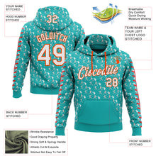 Загрузить изображение в средство просмотра галереи, Custom Stitched Aqua White Red-Orange 3D Pattern Design Baseball Game Day Miami Inspired Sports Pullover Sweatshirt Hoodie
