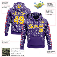 Загрузить изображение в средство просмотра галереи, Custom Stitched Purple Yellow Red-White 3D Pattern Design Baseball Game Day Minnesota Inspired Sports Pullover Sweatshirt Hoodie
