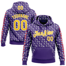 Загрузить изображение в средство просмотра галереи, Custom Stitched Purple Yellow Red-White 3D Pattern Design Baseball Game Day Minnesota Inspired Sports Pullover Sweatshirt Hoodie
