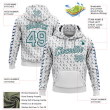 Laden Sie das Bild in den Galerie-Viewer, Custom Stitched White Silver Gray Blue-Midnight Green 3D Pattern Design Baseball Game Day Seattle Inspired Sports Pullover Sweatshirt Hoodie
