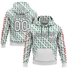 Load image into Gallery viewer, Custom Stitched White Kelly Green Red-Black 3D Pattern Design Baseball Game Day New York Inspired Sports Pullover Sweatshirt Hoodie
