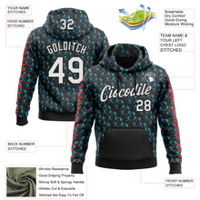 Load image into Gallery viewer, Custom Stitched Black White Panther Blue-Red 3D Pattern Design Baseball Game Day Carolina Inspired Sports Pullover Sweatshirt Hoodie
