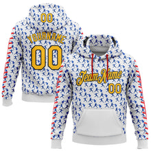 Laden Sie das Bild in den Galerie-Viewer, Custom Stitched White Gold Thunder Blue Red-Black 3D Pattern Design Baseball Game Day Los Angeles Inspired Sports Pullover Sweatshirt Hoodie
