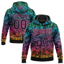 Загрузить изображение в средство просмотра галереи, Custom Stitched Black Pink 3D Tropical Hawaii Palm Leaves Sports Pullover Sweatshirt Hoodie
