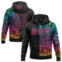 Загрузить изображение в средство просмотра галереи, Custom Stitched Black Pink 3D Tropical Hawaii Palm Leaves Sports Pullover Sweatshirt Hoodie
