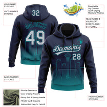 Load image into Gallery viewer, Custom Stitched Navy Gray-Teal 3D Gradient Fashion Seattle City Edition Sports Pullover Sweatshirt Hoodie
