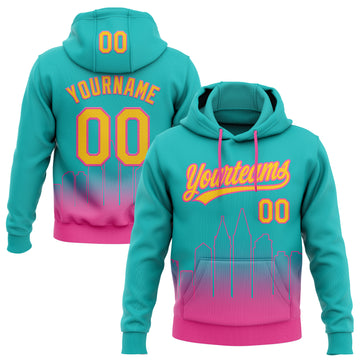Custom Stitched Aqua Yellow-Pink 3D Gradient Fashion San Diego City Edition Sports Pullover Sweatshirt Hoodie