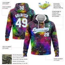 Load image into Gallery viewer, Custom Stitched Black White-Light Blue 3D Pattern Design Galactic Sports Pullover Sweatshirt Hoodie
