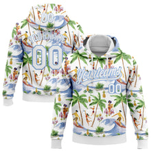 Charger l'image dans la galerie, Custom Stitched White Light Blue 3D Hawaii Palm Trees Sports Pullover Sweatshirt Hoodie
