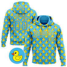 Laden Sie das Bild in den Galerie-Viewer, Custom Stitched Sky Blue Yellow 3D Pattern Design Animal Duck Sports Pullover Sweatshirt Hoodie
