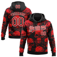 Загрузить изображение в средство просмотра галереи, Custom Stitched Black Red-White 3D Pattern Design Halloween Skulls Sports Pullover Sweatshirt Hoodie
