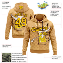 Laden Sie das Bild in den Galerie-Viewer, Custom Stitched Brown Yellow-Black 3D Pattern Design Let's Drink Beer Festival Sports Pullover Sweatshirt Hoodie
