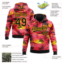Загрузить изображение в средство просмотра галереи, Custom Stitched Red Black-Yellow 3D Sun Beach Hawaii Palm Trees Sports Pullover Sweatshirt Hoodie
