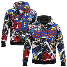 Load image into Gallery viewer, Custom Stitched Graffiti Pattern Thunder Blue-Red 3D Abstract Splatter Sports Pullover Sweatshirt Hoodie
