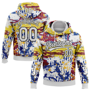 Custom Stitched Graffiti Pattern White-Black 3D Abstract Splatter Sports Pullover Sweatshirt Hoodie