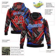 Load image into Gallery viewer, Custom Stitched Graffiti Pattern Red Thunder Blue-White 3D Abstract Splatter Sports Pullover Sweatshirt Hoodie
